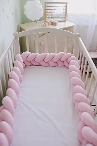Pink 3M Длина 300 см, детская кроватка, бампер, завязанная узлом, заплетенная плюшевая детская колыбель, Декор, подарок для новорожденных, подушка, детская кровать, спальный бампер - Цвет: Pink 3M