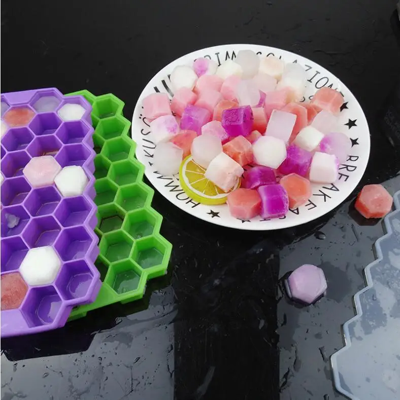 Honeycomb Shape Ice with Cover 37 Cubes Ice Tray Mold Storage Containers ice tray mold Kitchen Accessories GYH
