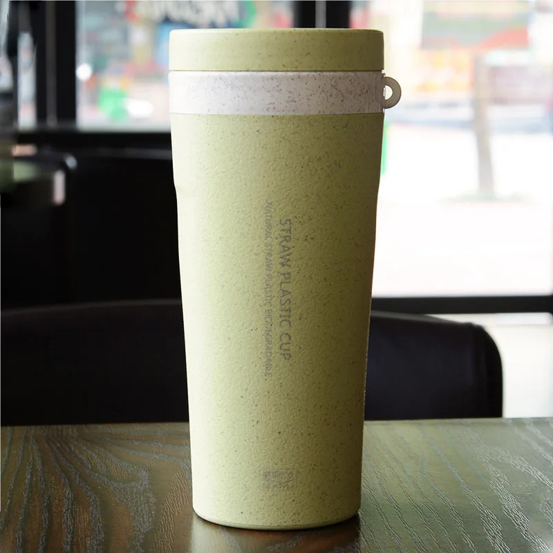 Nordic green Стаканчики для воды, двухслойный кофейный чай, 300 мл, пластиковые стаканчики для студентов, стаканчики для чая, пшеничная соломинка, здоровые герметичные стаканчики для защиты от протечек - Цвет: Nordic green