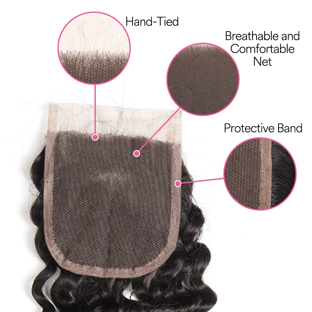 Лосины для волос свободная глубокая волна 3 пучка с закрытием не Реми натуральный