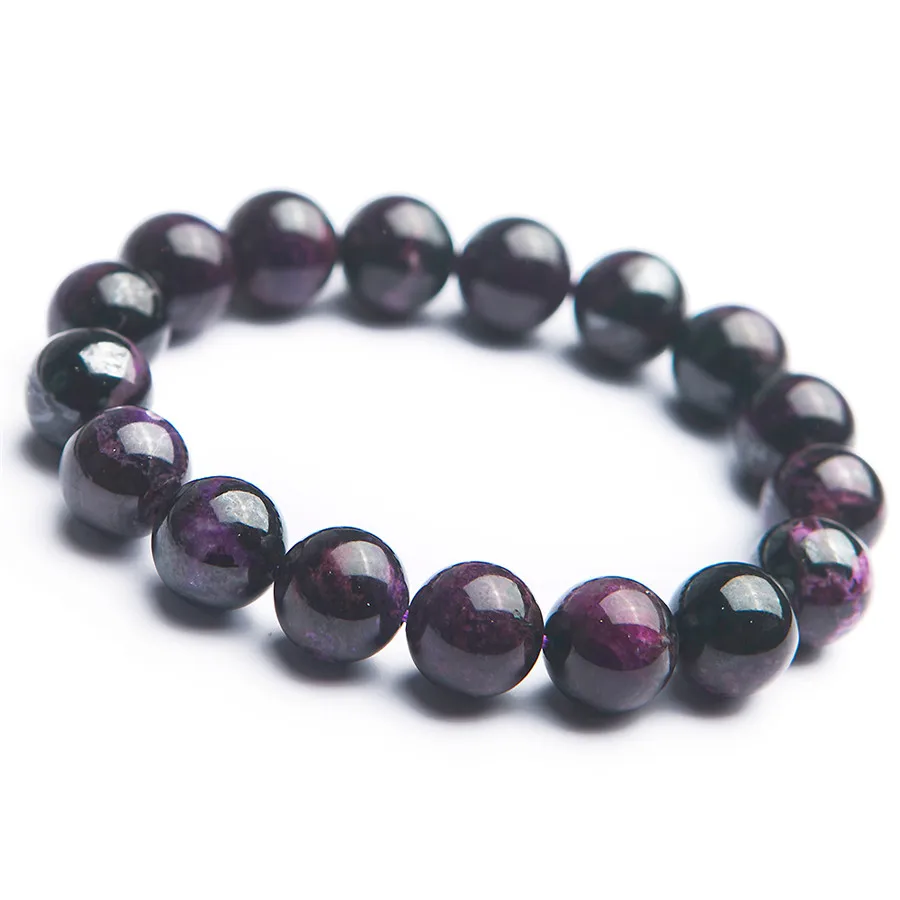 

South African Genuine Natural Sugilite Stone Round Bead Women Fashion Finish Bracelet 12.5mm
