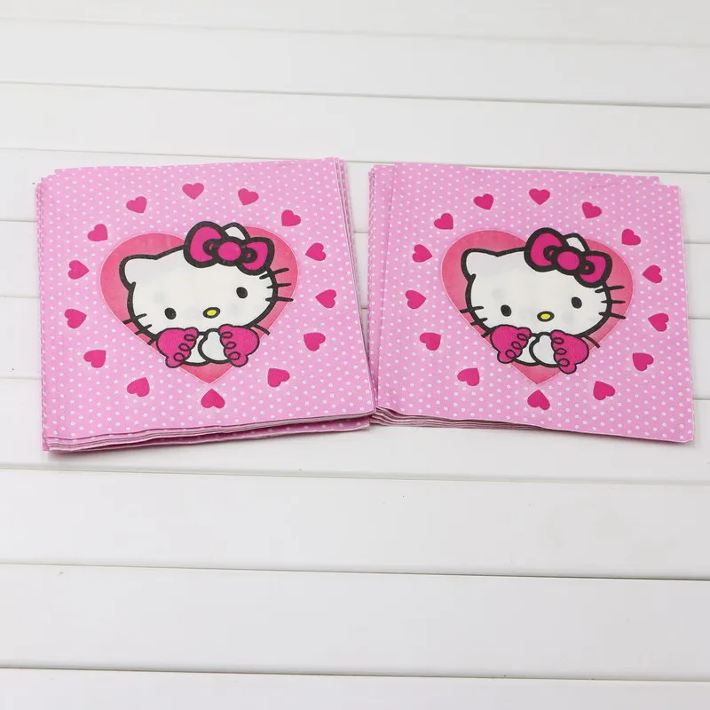 41 шт./партия, украшение на детский день рождения для девочек, тема hello kitty, одноразовый праздничный набор, бумажные салфетки под чашки пластиковая скатерть