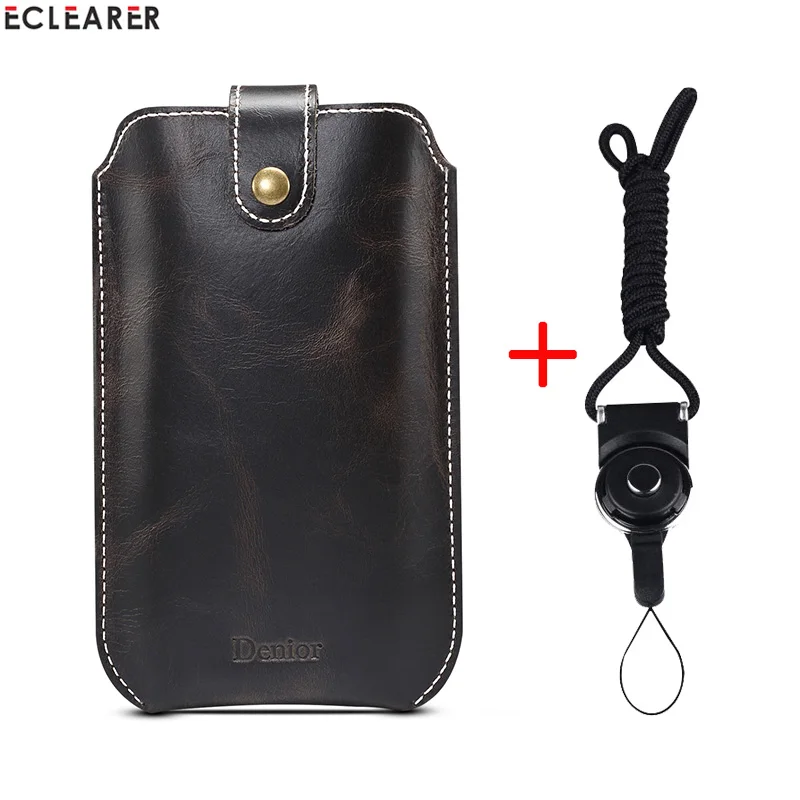 Black With Lanyard Винтажный чехол для телефона s для OPPO Reno/Z/Realme 3 2 Pro 1 C2 роскошный ремень из натуральной кожи чехол для телефона кобура Сумка Чехол держатель для карт - Цвет: Black With Lanyard