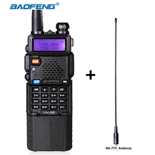 with antenna Baofeng UV-5R 3800mAh CB радио Двухдиапазонная портативная рация Макс 5 Вт радиопередатчик Ham Радио uv5r двухсторонний Raido hf трансивер - Цвет: with antenna