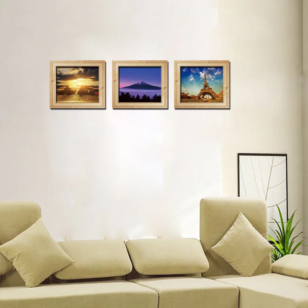 3D Sticker False Frame Stereoscopic Creative Landscape Eiffel Tower Pyramid Mount Fuji Picture Vinyl Art Home Decor Mural | Дом и сад