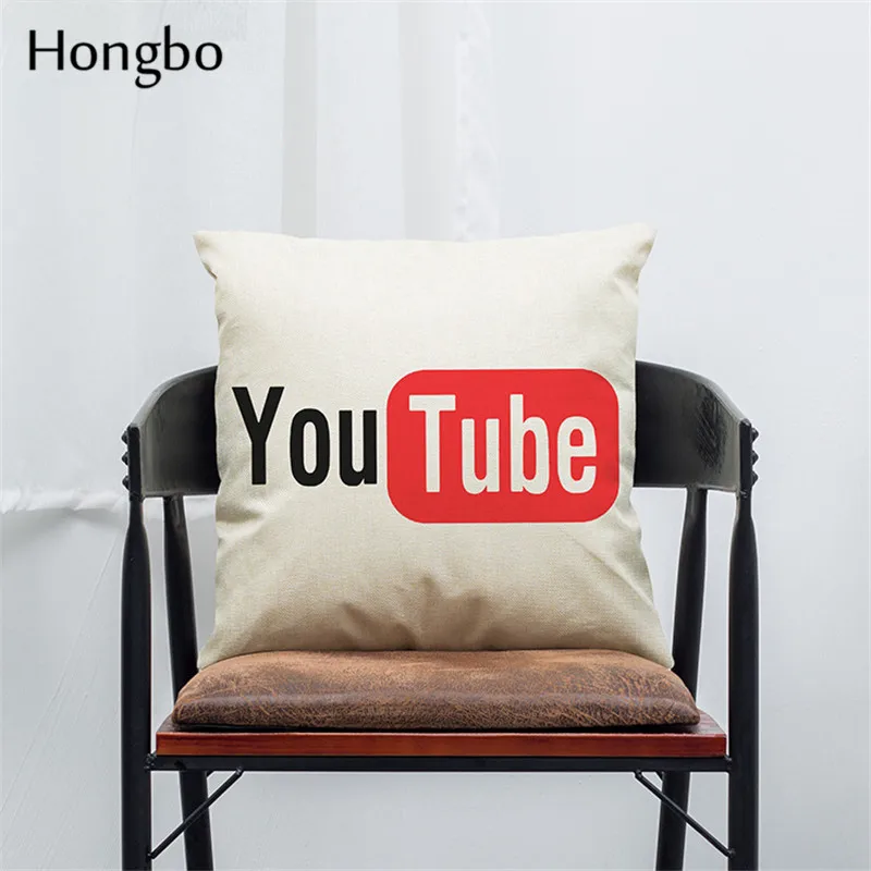 Льняные Наволочки с логотипом YouTube Skype 45x45 см|linen cushion|cushion covercushion cover linen |