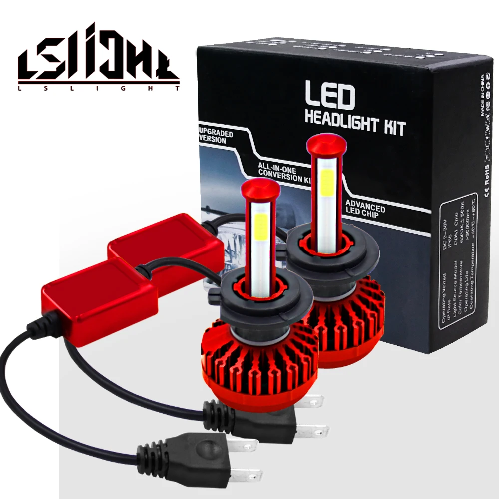 Передняя светодиодсветодиодный лампа для автомобильных фар LSlight H7 передняя H4