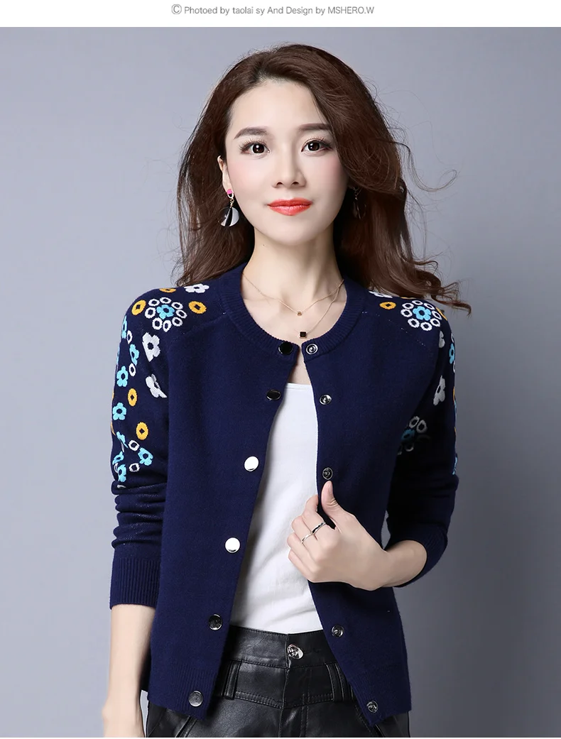 OHCLOTHING 4395- осенний и зимний женский кашемировый кардиган с вышивкой, свободный жакет, Женский вязаный Топ 43