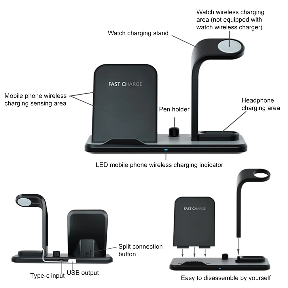 N35 Qi 3 в 1 Быстрое беспроводное индукционное зарядное устройство для iPhone и AirPods