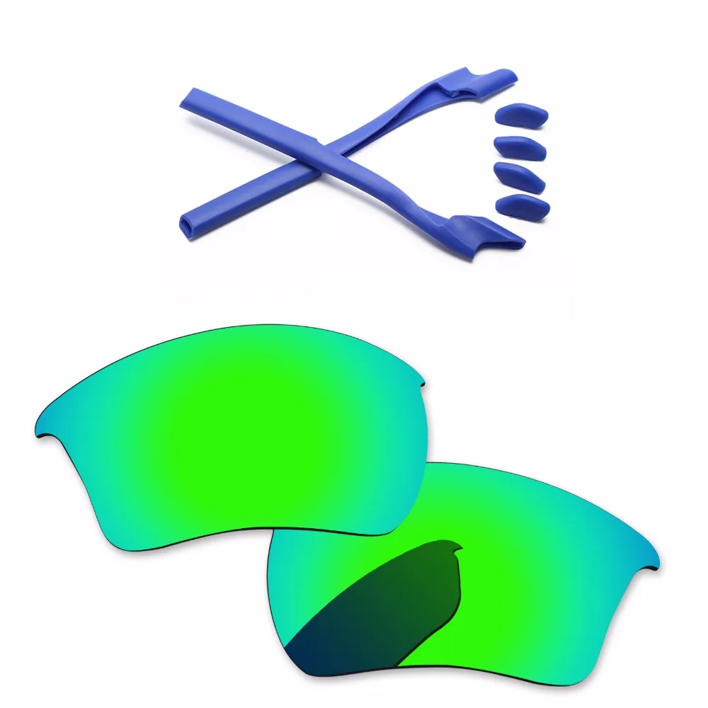 

PapaViva Emerald Green Polarized Replacement Lenses and Blue Rubber Kit for Half Jacket 2.0 XL Sunglasses Frame