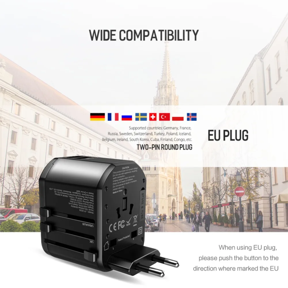 ROCK мультифункциональная USB зарядка для ЕС, США, Великобритании, Австралии, usb-адаптер для iPhone, samsung, huawei, Xiaomi, PD, быстрая зарядка, дорожная вилка