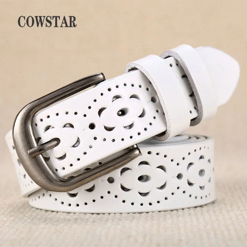 Женский ремень COWSTAR белый винтажный с пряжкой вырезами 2019 | Аксессуары для одежды
