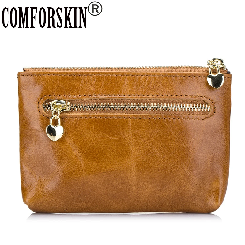 COMFORSKIN Multi-function European and American Key Wallet 2018 Guaranteed Premium Genuine Oil Waxing Leather Simple Coin Purse