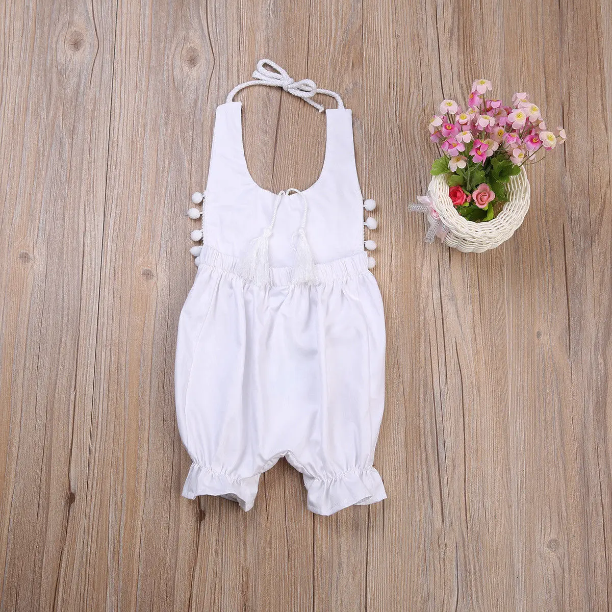 Летние для новорожденных Обувь девочек комбинезон Белый пляж TASSEL Romper одежда в