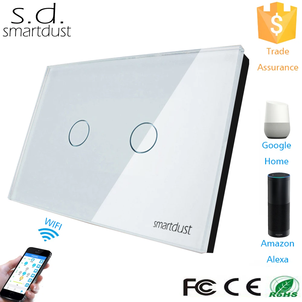Smartdust US Smartlife Tuya App Wifi переключатель Google Home Alexa совместимый 2 банды выключатель
