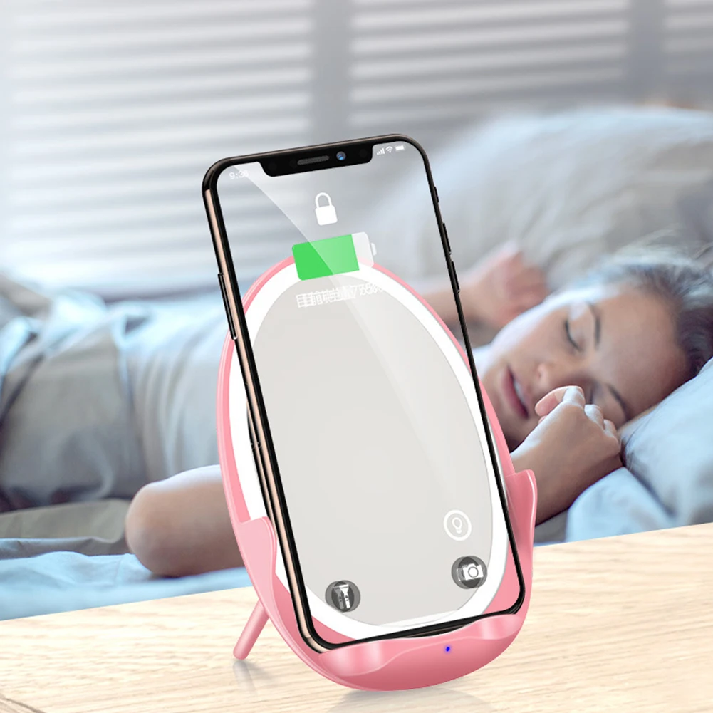 2 в 1 QI Беспроводное зарядное устройство зеркало для макияжа на стойке samsung S10 Plus S10e
