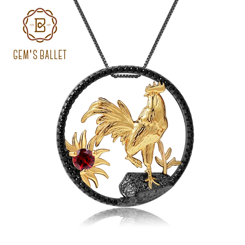 GEM'S балетное 925 пробы Серебряное ожерелье с кулоном петуха Китайский Зодиак