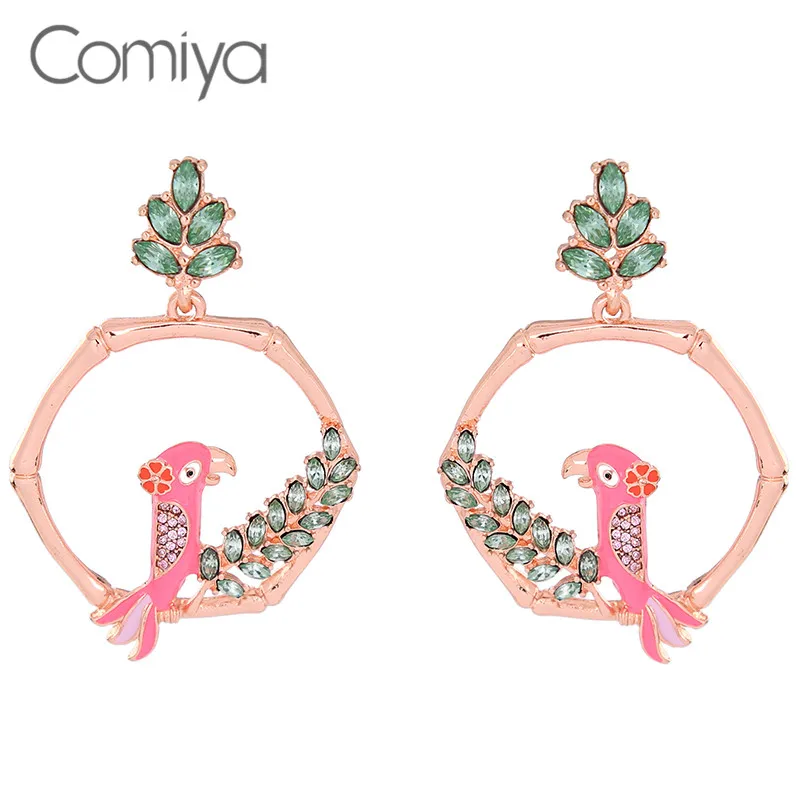 Comiya для женщин длинные серьги brincos смолы эмаль листьев птица кулон Feminino Висячие