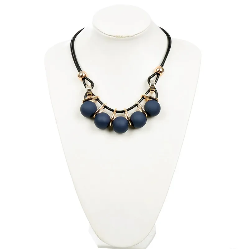 Женское ожерелье с подвеской PINKSEE длинное из черного кожзаменителя бусинами|bib