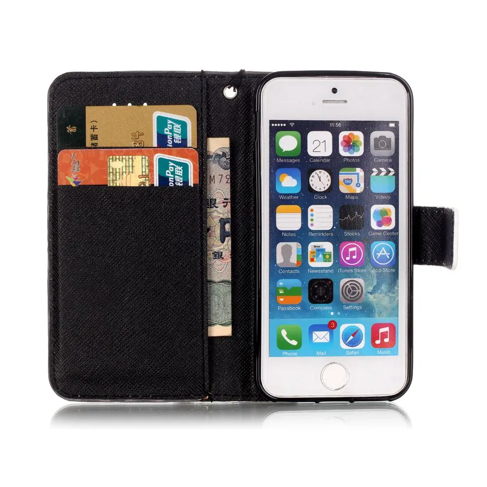 Шикарные 3D Милые мобильные чехлы для Apple iPhone 5S книга флип на iPhone5S кошелек слоты