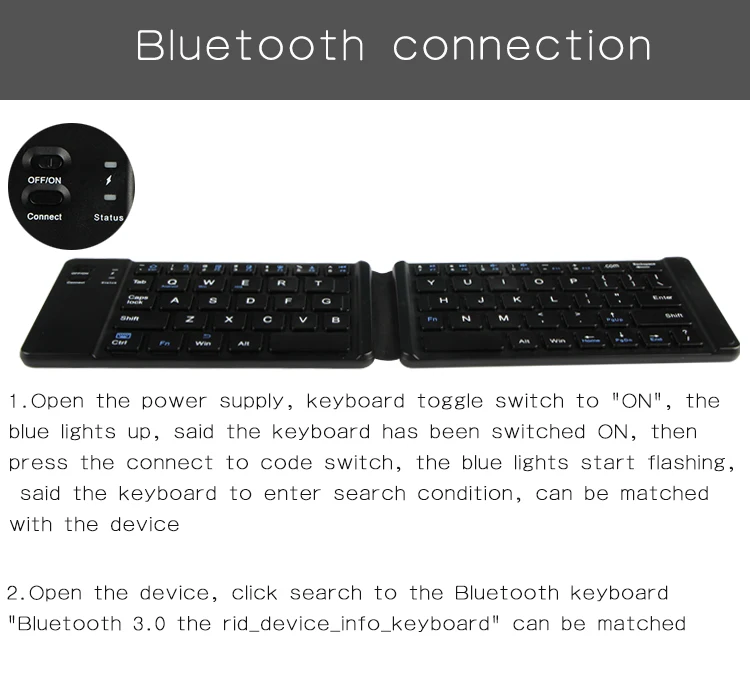 Складная Bluetooth клавиатура BT Беспроводная складная клавиатура для ipad планшет ТВ компьютер ПК USB IOS/Android/Windows заряжаемая батарея