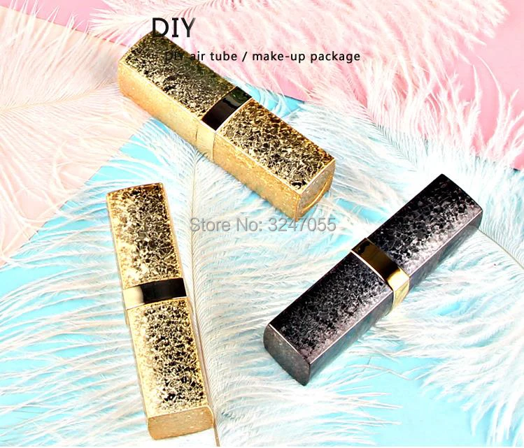 

12.1mm Gold Square Plastic Lip Rouge Sub Packaging, Cosmetic Lipstick Tube, Beauty Lip Balm Container, Makeup Tools, 30Pcs/50Pcs