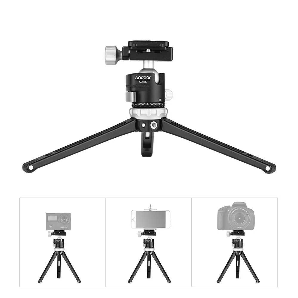 Настольный мини штатив для камеры телефона GoPro Hero 7/6/5/4/3 Max. Грузоподъемность