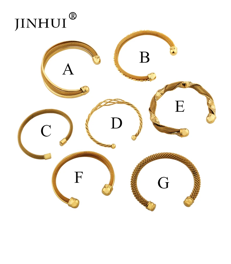 Jin Hui 1 шт. Золотой Цвет Медь браслеты для женщин Дубай невесты свадебные украшения браслет Рамадан Ближний Восток Африканский