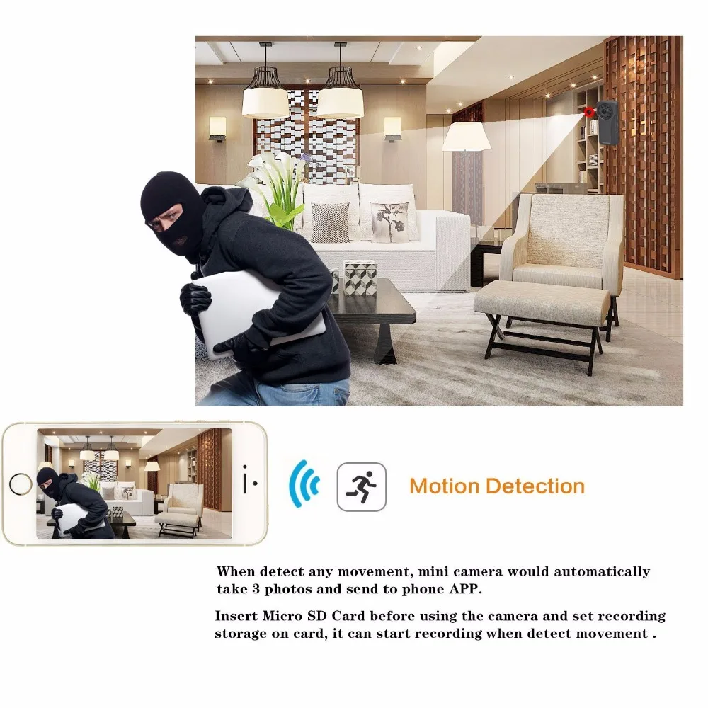 Мини-камера беспроводная с функцией ночного видения wi-fi 1080p | Электроника