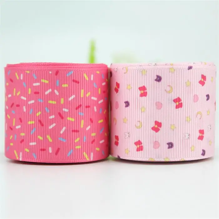 grosgrain ribbon 2 38 мм розовый напечатанный grosgrain узорный набор лент для лент 10 ярдов DIY бант ручной работы ткань шитье Ремесла рождественские ленты для дома - Цвет: grosgrain ribbon 2