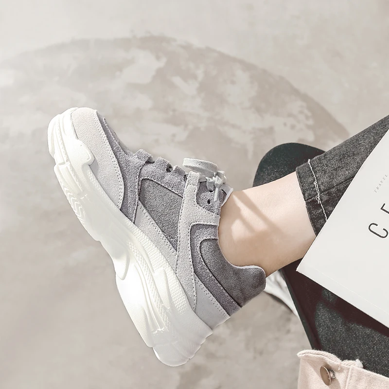 Женские кроссовки повседневные замшевые на плоской платформе Chaussures Femme A10-24 2019 |