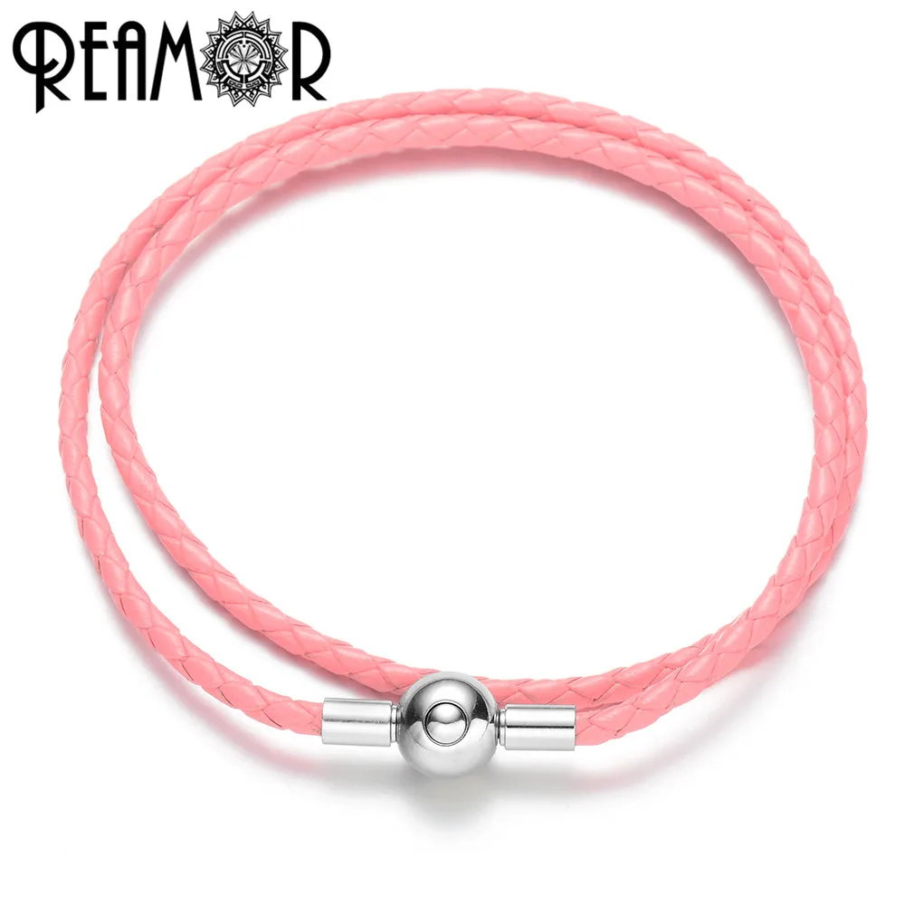 Модные Двухслойные оригинальные женские браслеты-обручи REAMOR с застежкой в виде