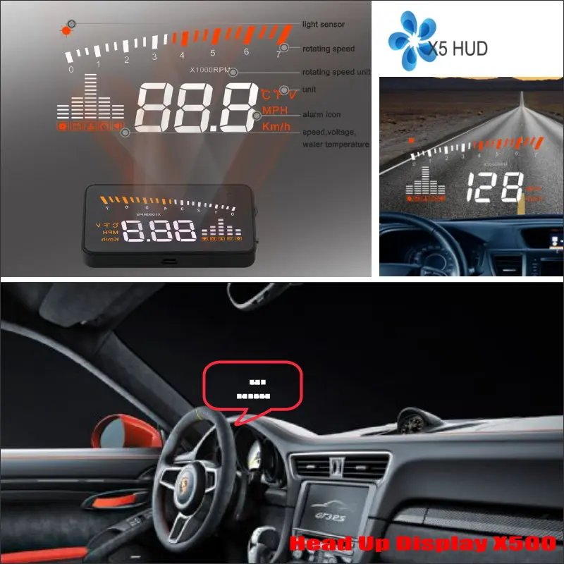 For Porsche 911/Boxster/Macan 2010-2019 Car OBD II HUD Head Up Display AUTO Driving Screen Projector Reflecting Windshield