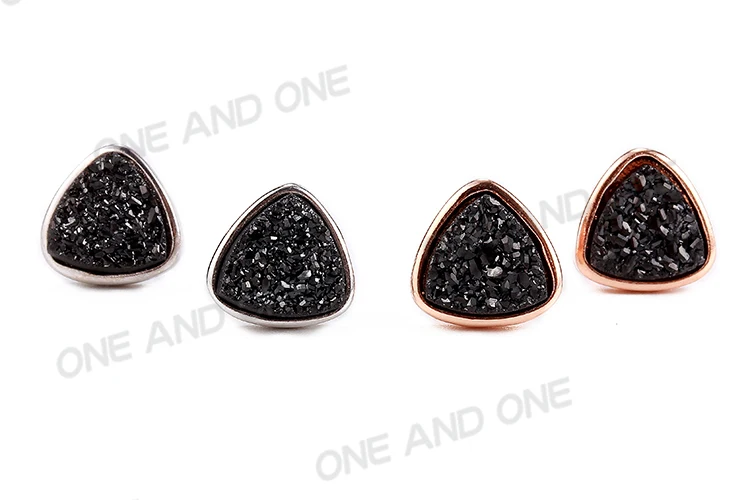 10 пар drusy серьги треугольник 8 мм натуральный Druzy серьги-гвоздики