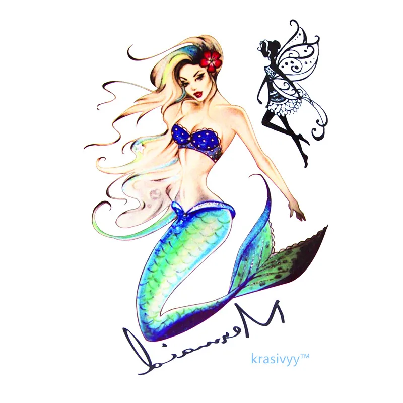 Временная тату-Русалочка Krasivyy водостойкие наклейки для тела маскарадные