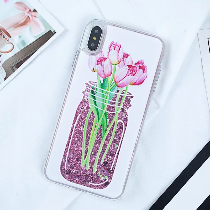 Жидкий сыпучий песок с блестками Bling Heart чехол для iPhone 7 8 X 5s SE 6 6s Plus XR XS Max мягкие