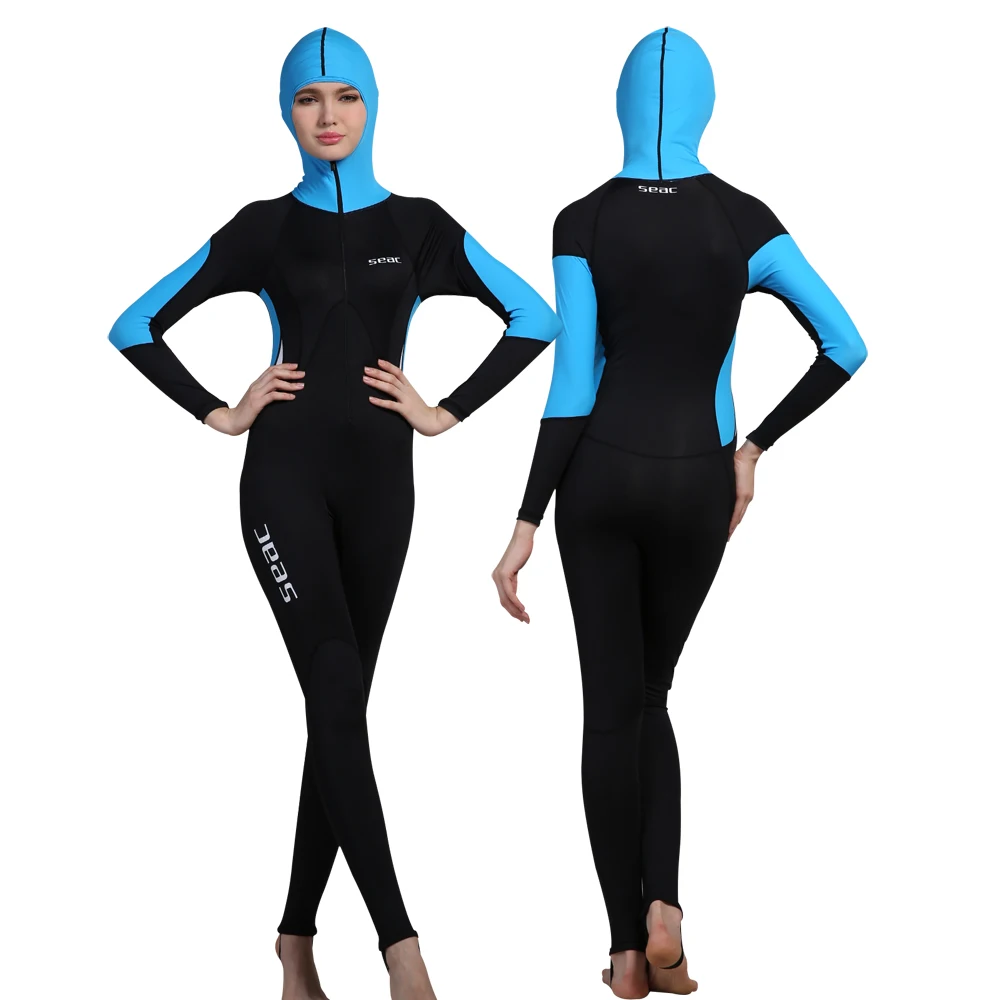 Сик лайкра кожи погружения Женщины гидрокостюмы с капюшоном полный тело легкий