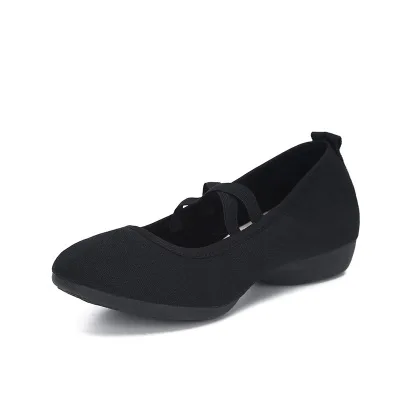 black a Ismrcl горячая Распродажа плюс size35~ 42 низкая высота каблука около 2 см женские туфли, плоская подошва, Танцы кроссовки для женщин современная танцевальная обувь plaza - Цвет: black a