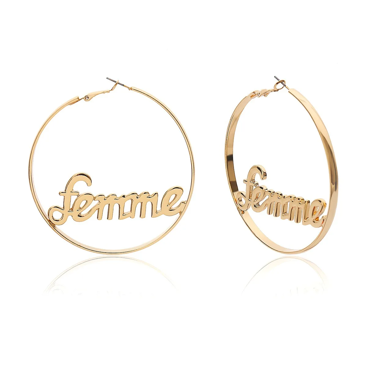 2019 fashion trendy letter big round hoop earrings woman's Bijoux Jewelry Accessories | Украшения и аксессуары