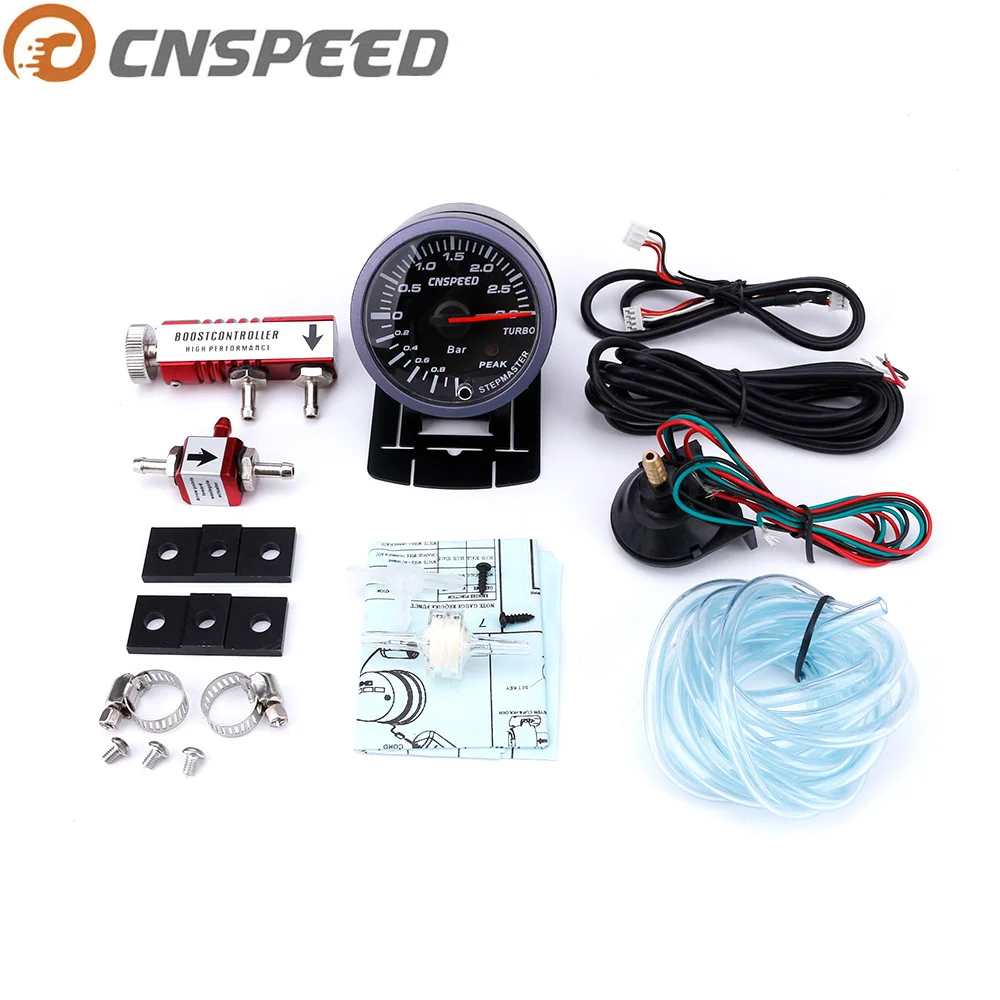 

CNSPEED 60mm 2.5" Car Turbo Boost Gauge 3 BAR 12V + Turbo Boost controller kit adjustable 1-30PSI With Sensor