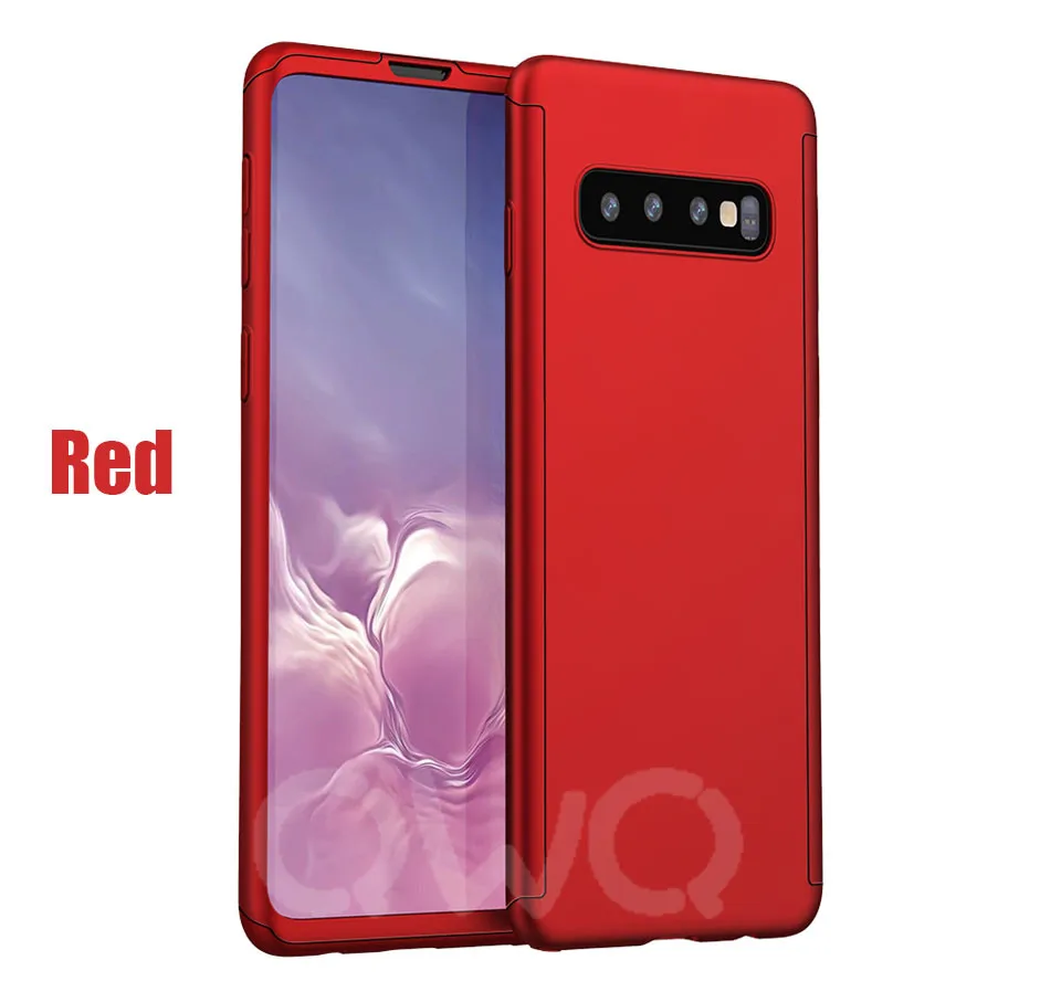 Красный 360 градусов Матовая коробка phoen, чехол для samsung Galaxy S8 S9 S10 Plus Note 9 8 полная Защита для samsung S10E S7 S6 PC задняя крышка - Цвет: Красный