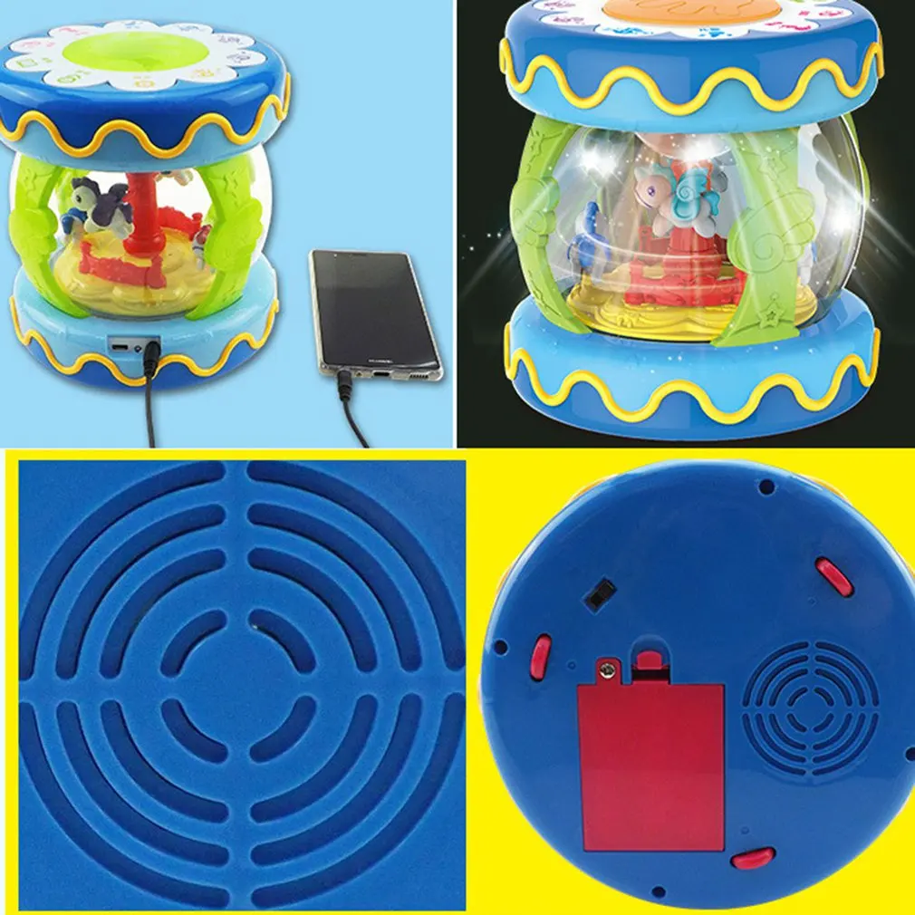 Новый детский музыкальный инструмент игрушки барабанные погремушки светильник