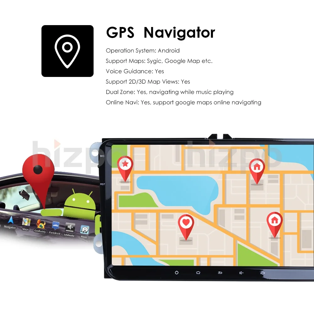 Hizpo Автомобильный мультимедийный плеер Android 9,0 gps 2 Din для VW/Golf/Tiguan/Skoda/Fabia/Rapid/Seat/Leon/Skoda canbus navi automotivo fm