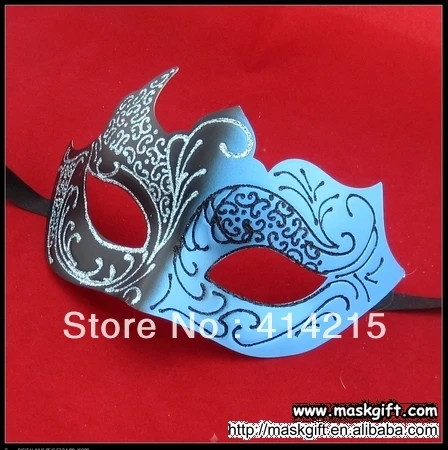 Маскарадная маска унисекс для вечеринки светло синяя и черная бесплатная