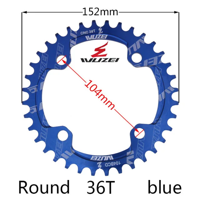 Blue 36T Round Одна узкая ширина система скорости Crown 104 Bcd 1 Rodada 38 36 34 32 T Mtb 9 10 11 S 1*11 крест кольцо - Цвет: Blue 36T Round