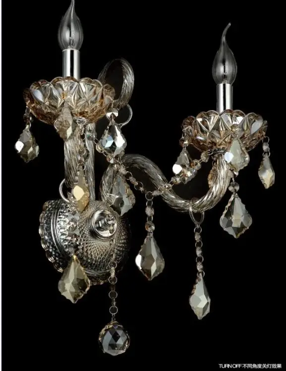 Высококачественная Хрустальная свеча коньяк настенный светильник прикроватный