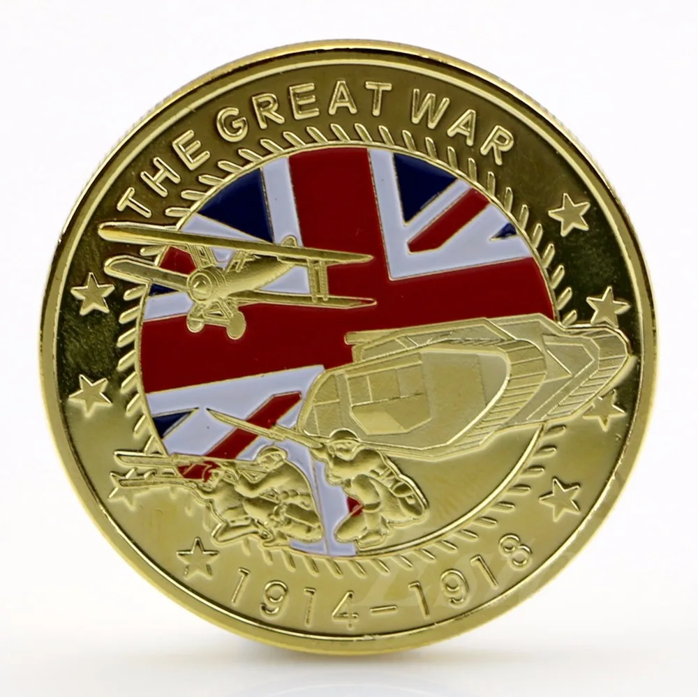 Позолоченная памятная монета Великая война художественная коллекция цветная |