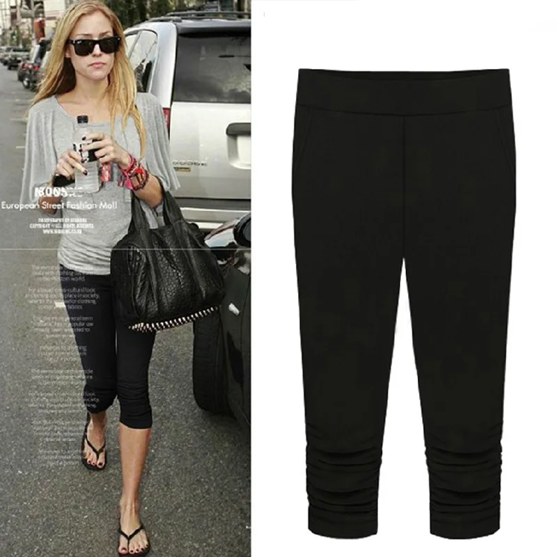 Plus Size Women Pants &amp Capris Pleated Slim Fit Stretchy Black 2015 Fashion Summer L - 6XL | Женская одежда
