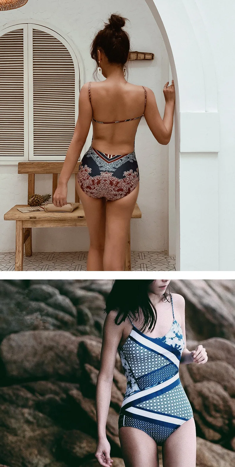 Print Floral One Piece Swimsuit Women Swimwear Vintage Retro Monokini Bodysuit Female Backless Beach Bathing Suit