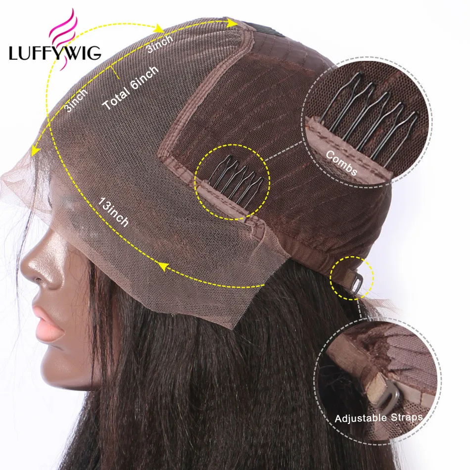 LUFFYHAIR, плотность 250, 13x6, человеческие волосы на кружеве, парики, волна воды, кружевной парик, предварительно выщипывание, бразильские волосы remy с детскими волосами для женщин